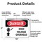 Signmission High Voltage Overhead Danger Sign, Aluminum, 10in W x 7in L, 2PK OS-2PACK-DS-A-710-L-1334 - alternate 3